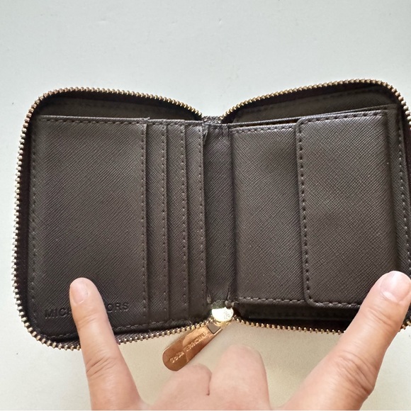 Michael Kors Brown Logo Zip Around Leather Wallet - Picture 4 of 8